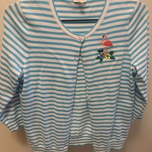 Talbots Pink Flamingo cardigan